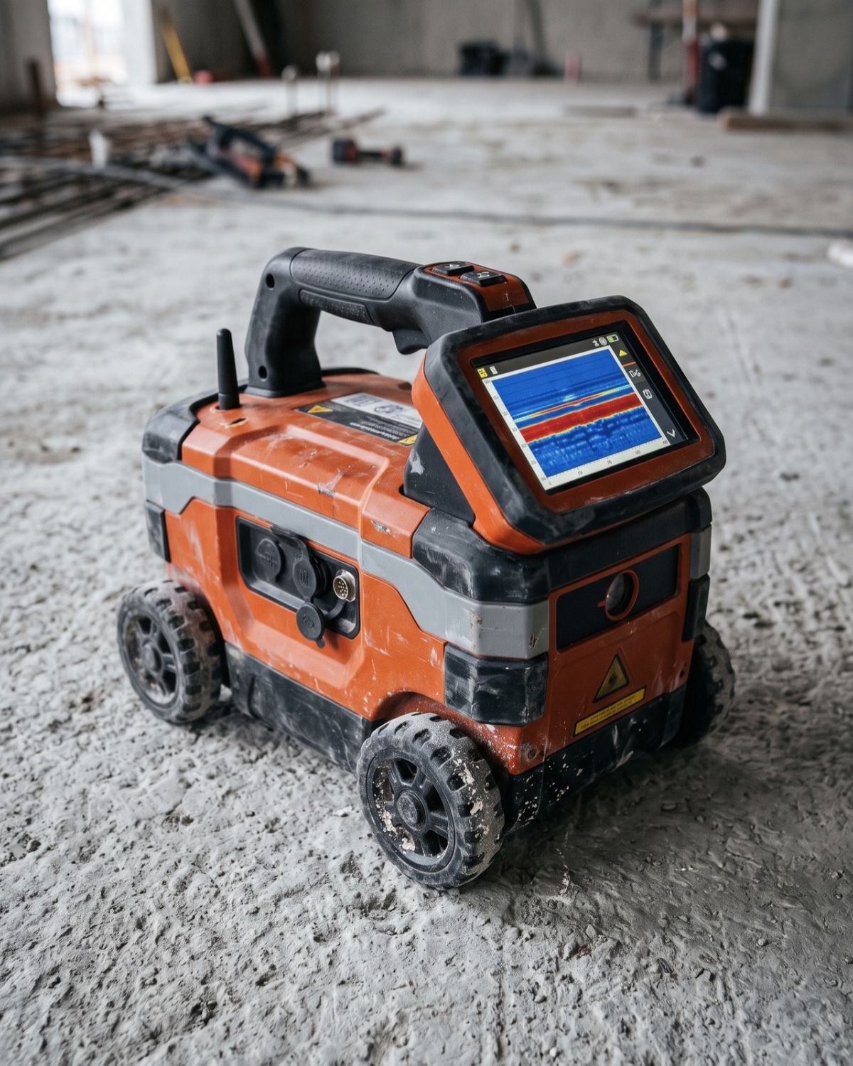 Close up of a concrete scanner