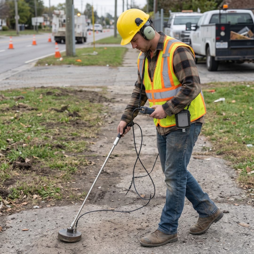 Man using a ground microphone